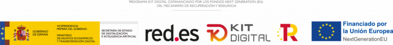 Logotipos del Programa Kit Digital, Gobierno de España, red.es y Unión Europea, cofinanciado por los fondos Next Generation EU